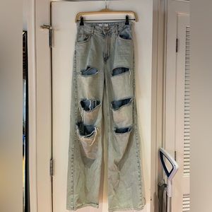 bershka jeans 90s wide leg denim high rise